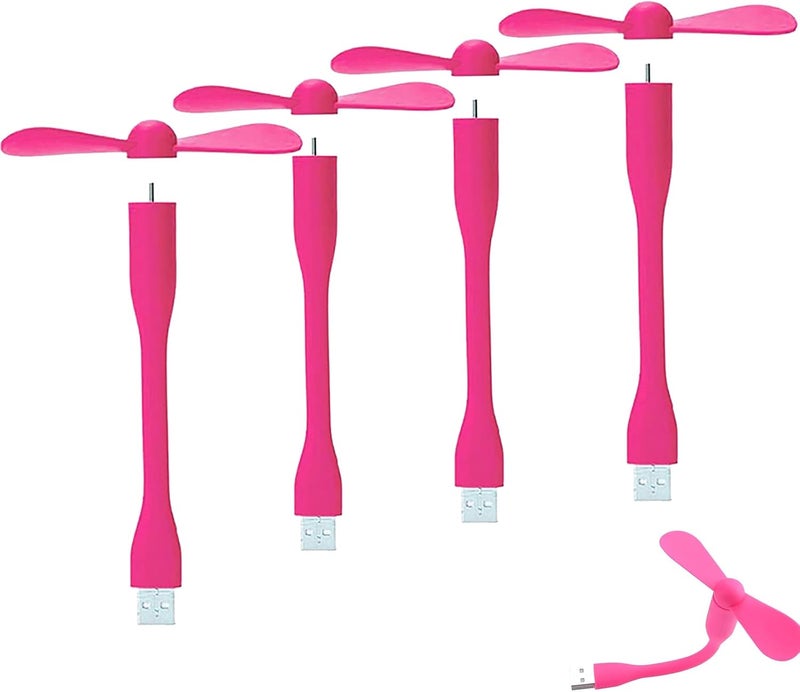 Soseelnee Mini USB Fan, Portable Pocket Fan USB-A Powered Little Cooler, Quiet Operation, for Home Office Car Outdoor Travel- 4 Pack (Pink) - Image 1